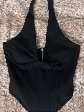 Windsor Black Halter Corset Bodysuit